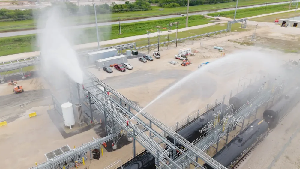 Aerial view of equipment and piping at Diversified CPC’s Beaumont processing plant.